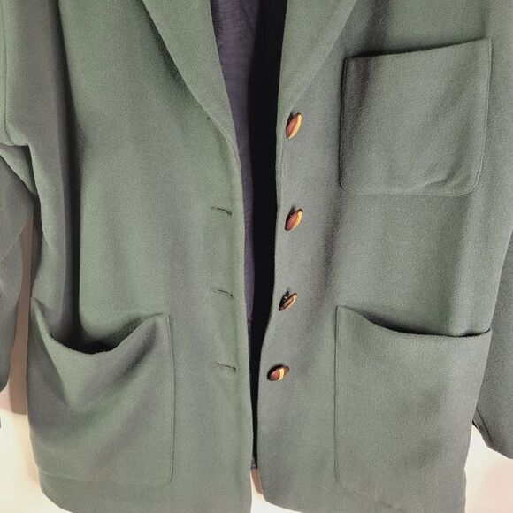 "Devonshire Cream" Dark Green Wool Felt Jacket - Picture 5 of 12
